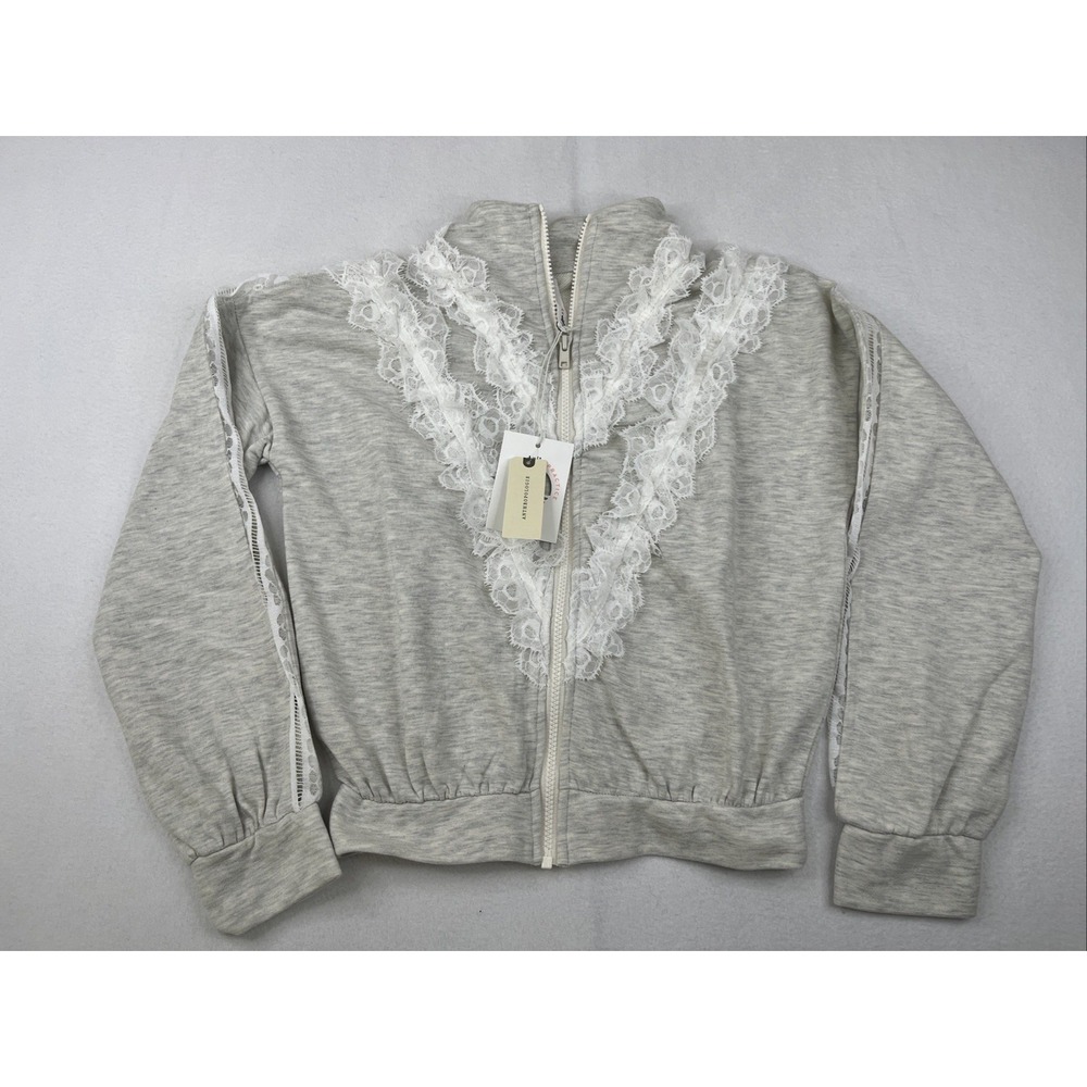 Anthropologie Daily Practice Curveball Lace Knit Jacket Gray XXS NEW